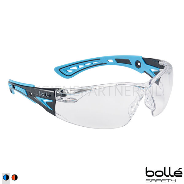 103661.030 Bollé RUSH+ RUSHPPSIB veiligheidsbril polycarbonaat helder zwart/blauw