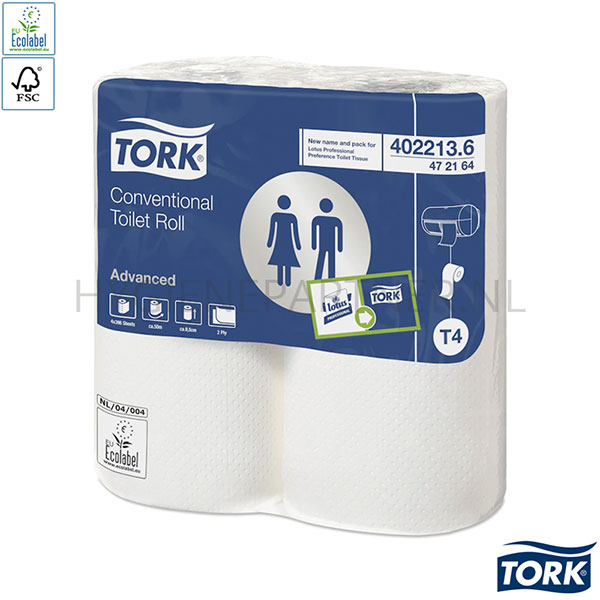 122299.000 Tork Traditioneel toiletpapier 2-laags Advanced T4 wit