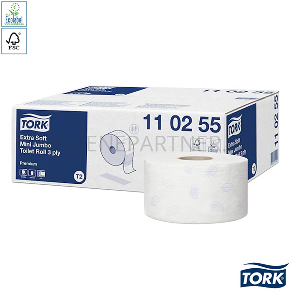 108958.000 Tork Soft Premium toiletpapier mini jumbo T2 3-laags 120 meter wit