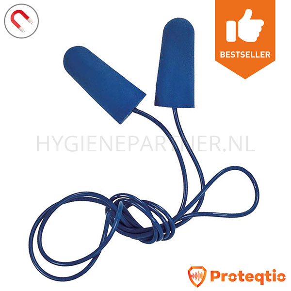 122082.030 Proteqtio PTD10 oorpluggen PU-traagschuim detecteerbaar met koord blauw