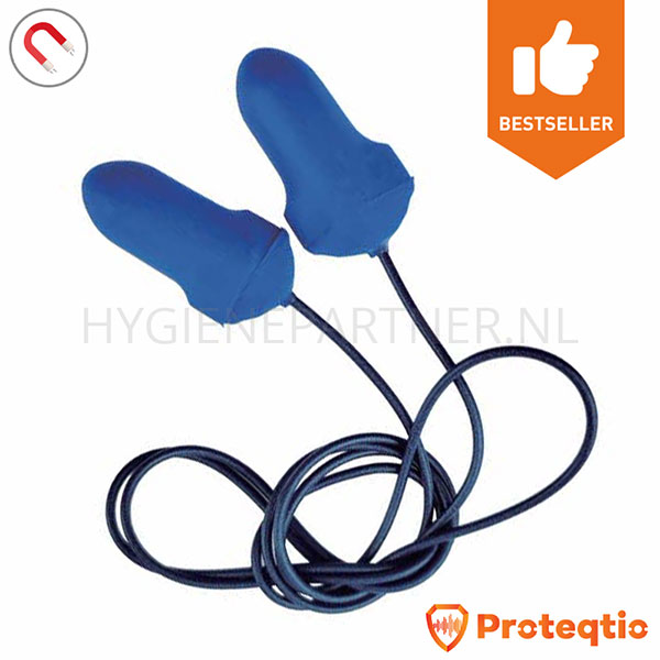 122083.030 Proteqtio PTD30 oorpluggen T-vorm detecteerbaar met koord blauw