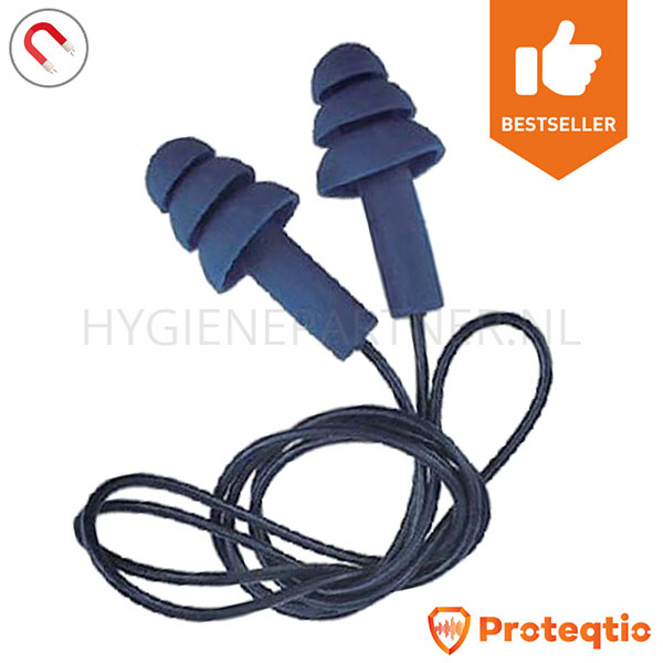 122084.030 Proteqtio PTD20 oorpluggen 3 lamellen detecteerbaar met koord blauw