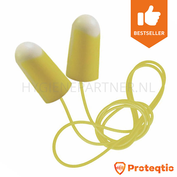 122092.000 Proteqtio PT10 oorpluggen PU-traagschuim met koord geel-wit