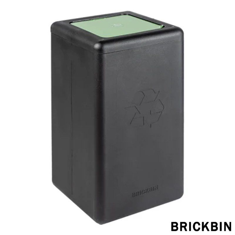 122633.090 BrickBin afvalbak met klepdeksel GFT 65 liter zwart/groen