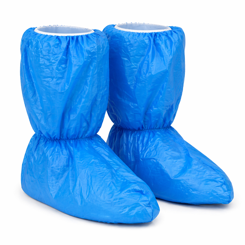 123210.030 Hycare disposable overlaars PP+CPE met antislip PVC zool XL 40x45 cm blauw