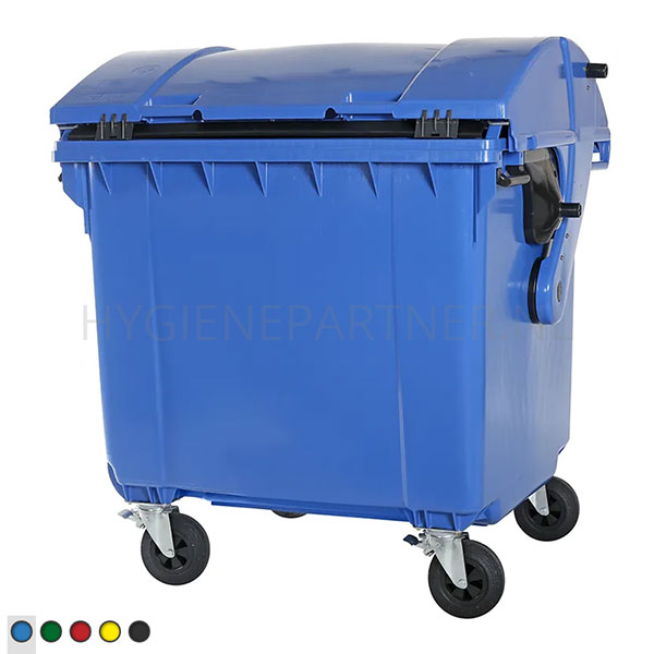123241.020 Kunststof afvalcontainer 1100 liter ronde deksel met vier wielen groen