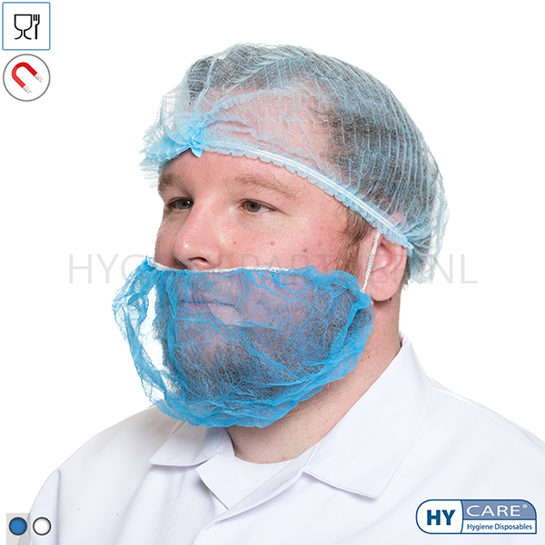 123269.030 Hycare disposable baardmasker volledig detecteerbaar non-woven polypropyleen blauw