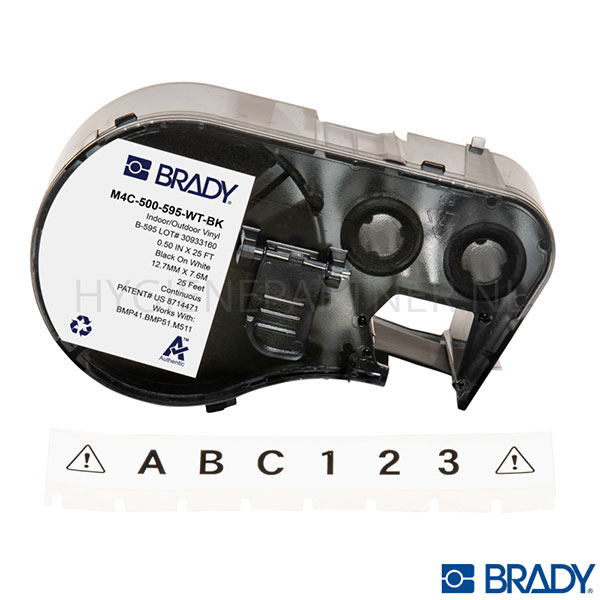 123303.050 Brady M4C-500-595-WT-BK label 12,7 mm zwart op wit