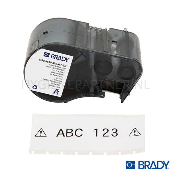 123468.050 Brady M5C-1500-595-WT-BK label 38,10 mm zwart op wit