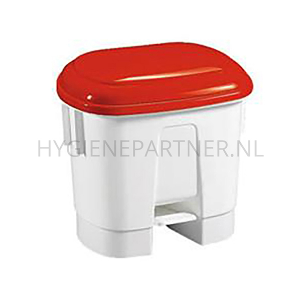 BA011028-40 Kunststof pedaalemmer 30 liter wit/rood