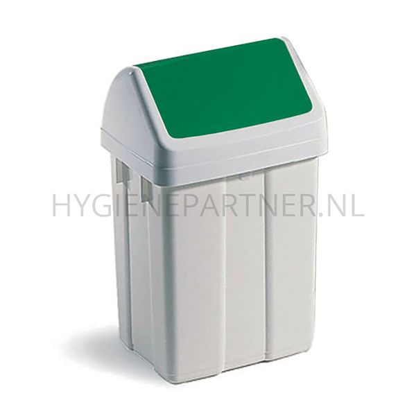 BA011066-20 Afvalbak met klapdeksel 50 liter wit/groen