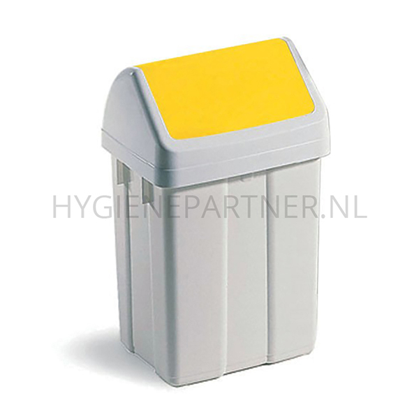 BA011066-60 Afvalbak met klapdeksel 50 liter wit/geel