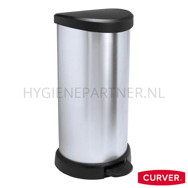 BA011165-89 Curver Decobin Pedaalemmer 40 liter zilver/zwart