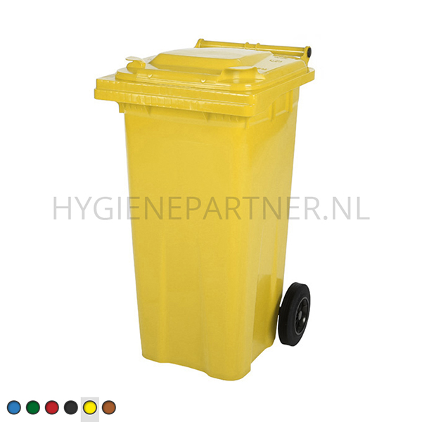 BA101002-60 Kunststof afvalcontainer 120 liter met twee wielen geel
