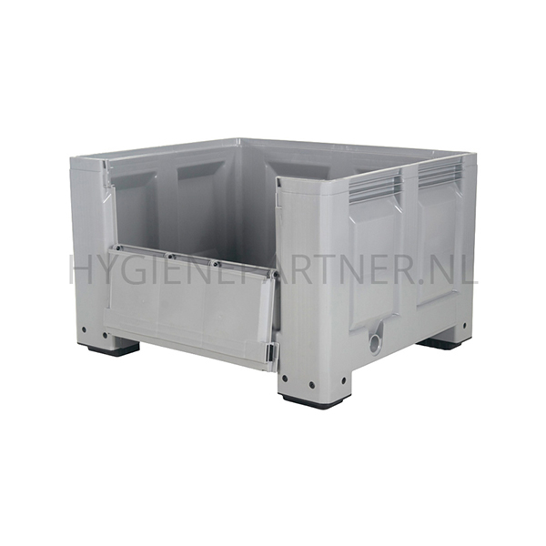 BA201029-95 Palletbox met klep 4 poten 1200x1000x760 mm 670 liter grijs