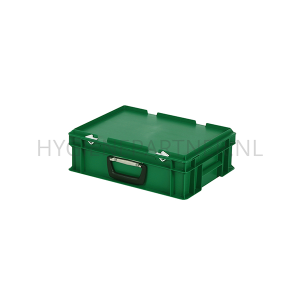 BA301089-20 Stapelbak met deksel koffergreep 400x300x133 mm 11 liter groen