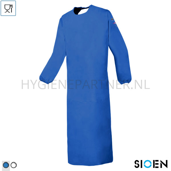 106976.032 Sioen Boulogne 8133A2FK0 schort met mouwen korenblauw