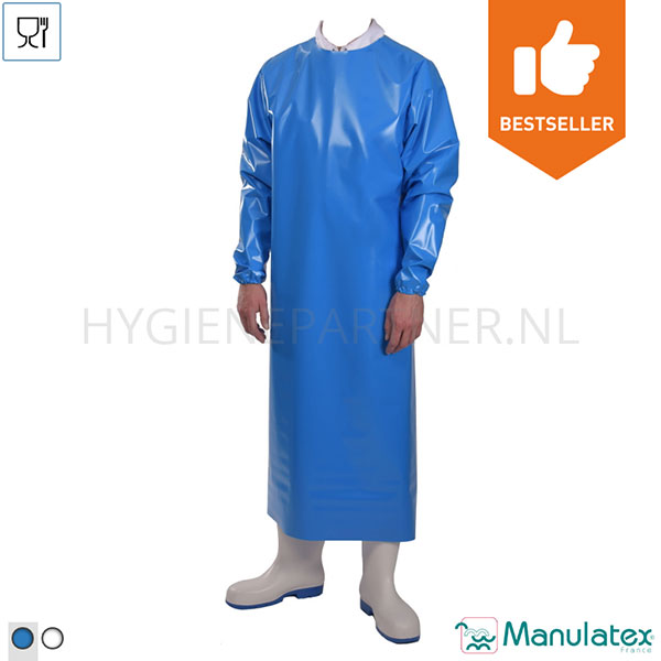 106593.030 Manulatex Delta schort met mouwen PU 200 mu blauw