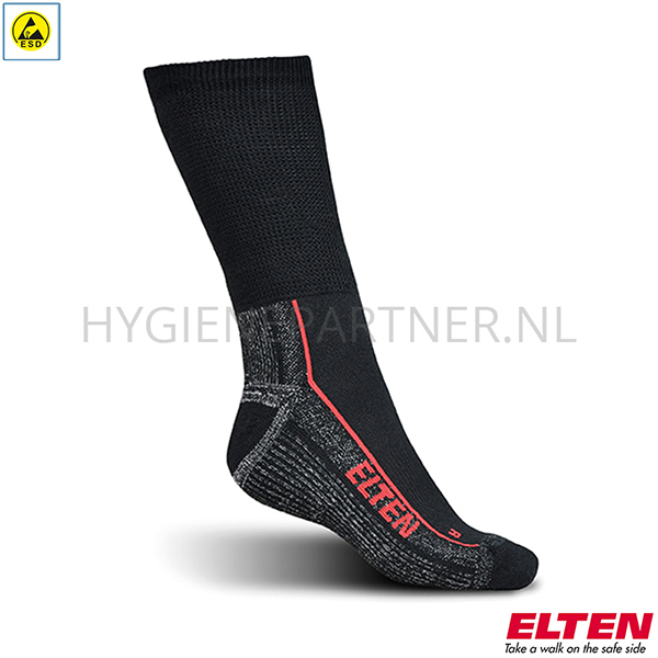 BK941016-90 Elten Perfect Fit Carbon sokken zwart-grijs ESD