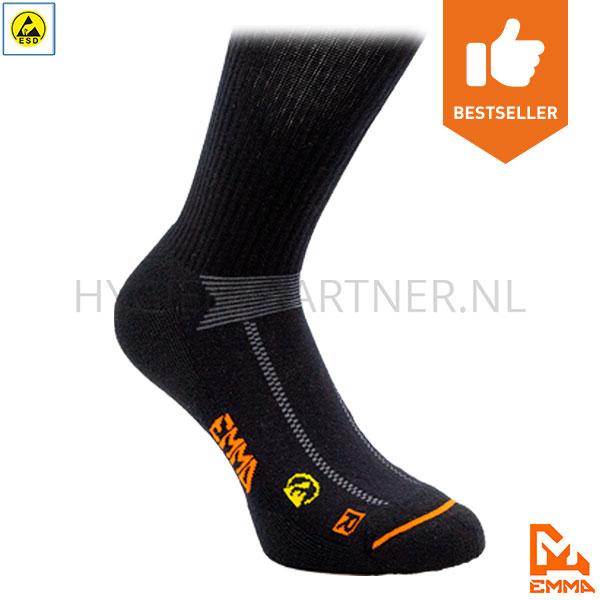 BK941017-90 Emma Hydro-Dry Sustainable Working sokken zwart-grijs ESD
