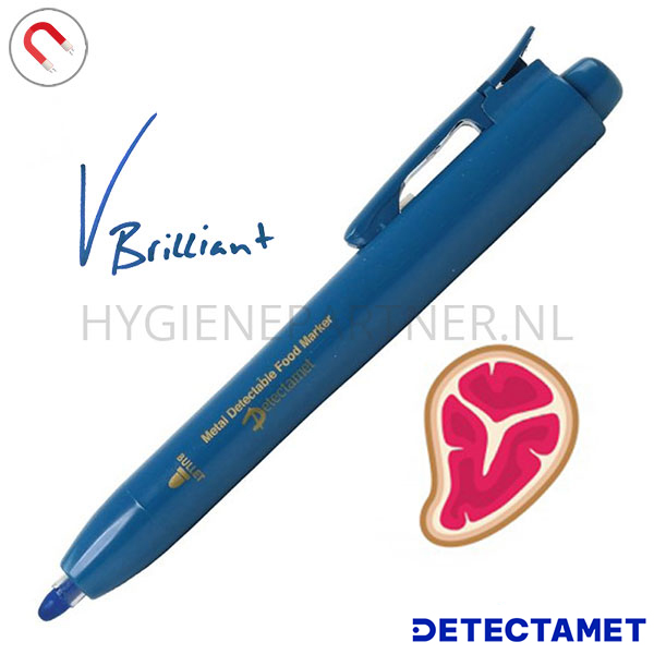 110903.030 Detectamet vleesmarker detecteerbaar inklikbaar ronde punt inkt blauw