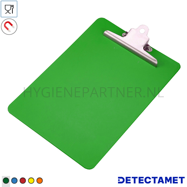 110920.020 Detectamet klembord staand detecteerbaar PP zware clip RVS groen