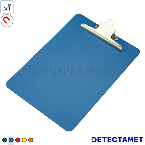 110920.030 Detectamet klembord staand detecteerbaar PP zware clip RVS blauw