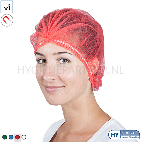 109253.040 Hycare disposable haarnetjes detecteerbaar wokkel non-woven polypropyleen rood