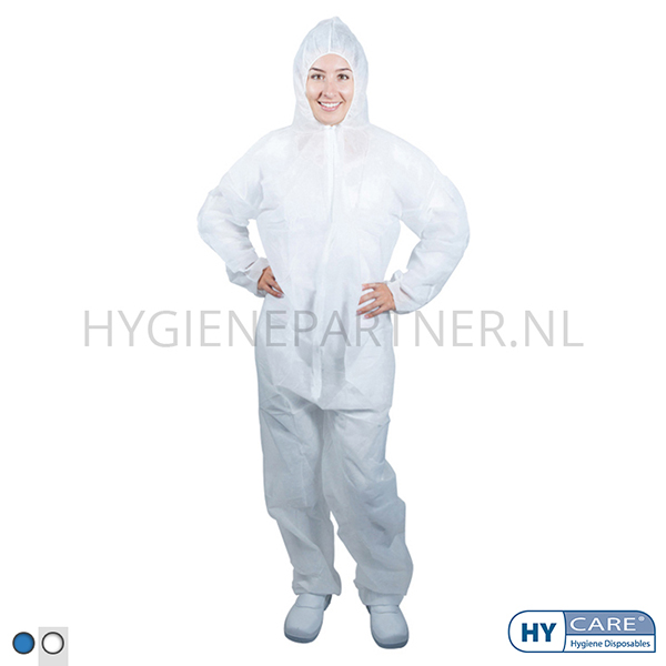 109262.050 Hycare disposable overall capuchon non-woven polypropyleen met PE-coating wit