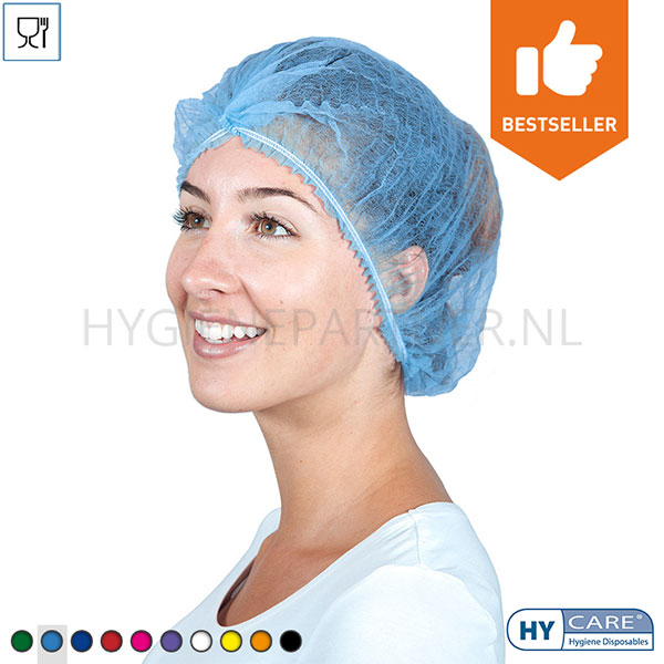 DI351001-30 Hycare disposable haarnetjes wokkel non-woven polypropyleen 3 maten blauw