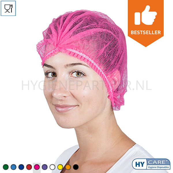 DI351001-43 Hycare disposable haarnetjes wokkel non-woven polypropyleen roze
