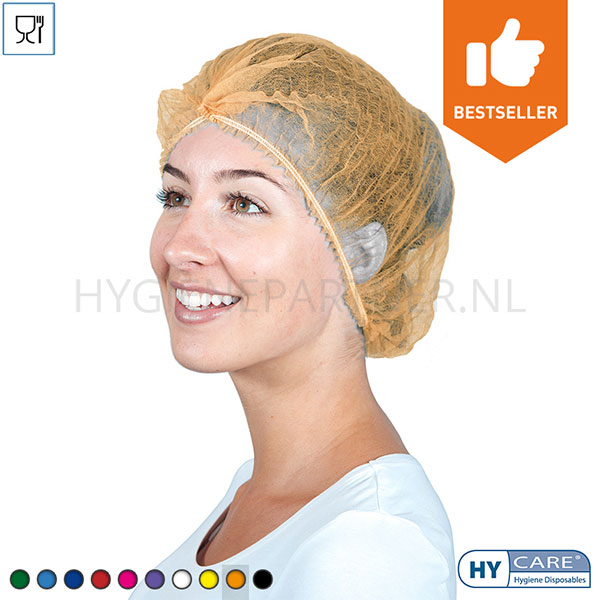 DI351001-70 Hycare disposable haarnetjes wokkel non-woven polypropyleen oranje