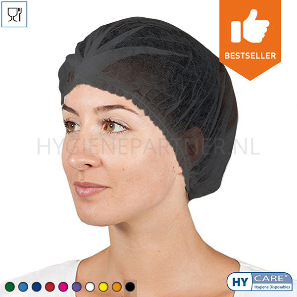 DI351001-90 Hycare disposable haarnetjes wokkel non-woven polypropyleen zwart