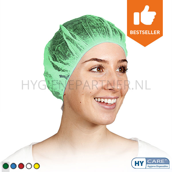 DI351004-20 Hycare disposable haarnet roundcap non-woven polypropyleen groen