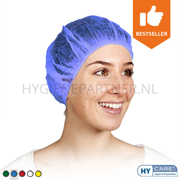 DI351004-30 Hycare disposable haarnet roundcap non-woven polypropyleen blauw