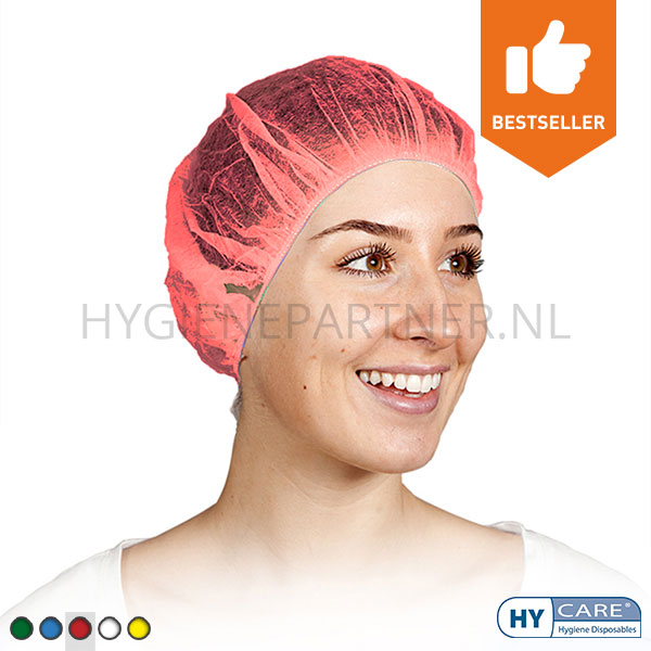 DI351004-40 Hycare disposable haarnet roundcap non-woven polypropyleen rood