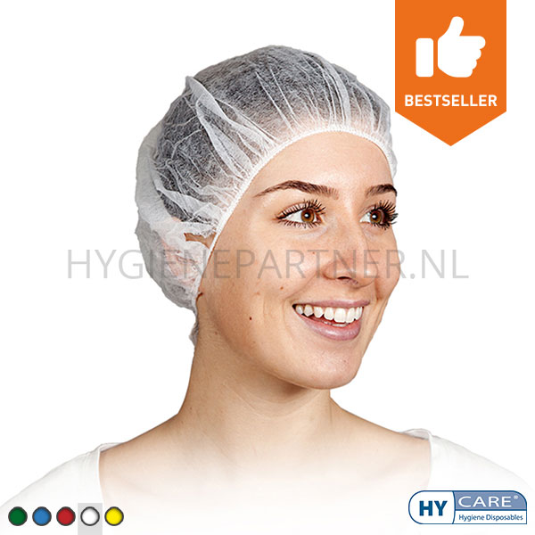 DI351004-50 Hycare disposable haarnet roundcap non-woven polypropyleen wit