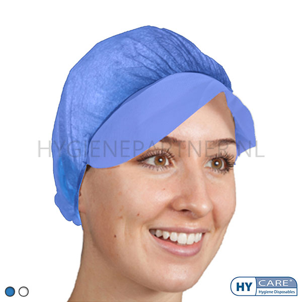DI351008-30 Hycare disposable haarnet met klep 50 cm roundcap non-woven PP blauw