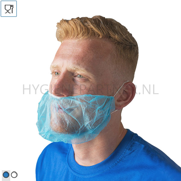 DI451008-30 Disposable baardmasker met 2 oorelastieken non-woven polypropyleen blauw