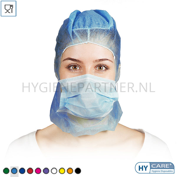 DI991003-30 Hycare disposable astrocap 2-laags mondmasker non-woven polypropyleen blauw