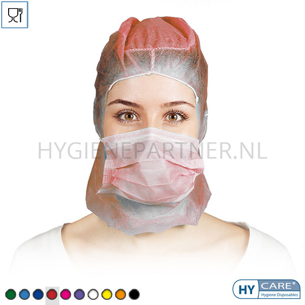 DI991003-40 Hycare disposable astrocap 2-laags mondmasker non-woven polypropyleen rood
