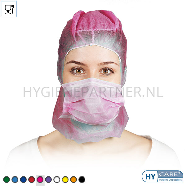 DI991003-43 Hycare disposable astrocap 2-laags mondmasker non-woven polypropyleen roze
