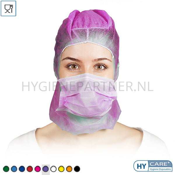 DI991003-48 Hycare disposable astrocap 2-laags mondmasker non-woven polypropyleen paars
