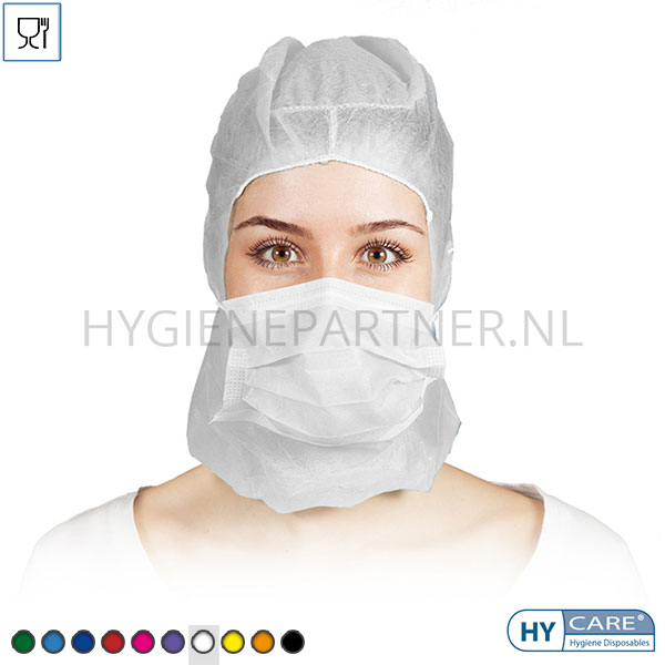 DI991003-50 Hycare disposable astrocap 2-laags mondmasker non-woven polypropyleen wit