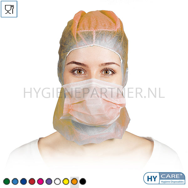 DI991003-70 Hycare disposable astrocap 2-laags mondmasker non-woven polypropyleen oranje