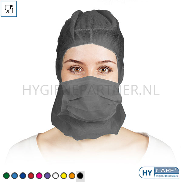 DI991003-90 Hycare disposable astrocap 2-laags mondmasker non-woven polypropyleen zwart