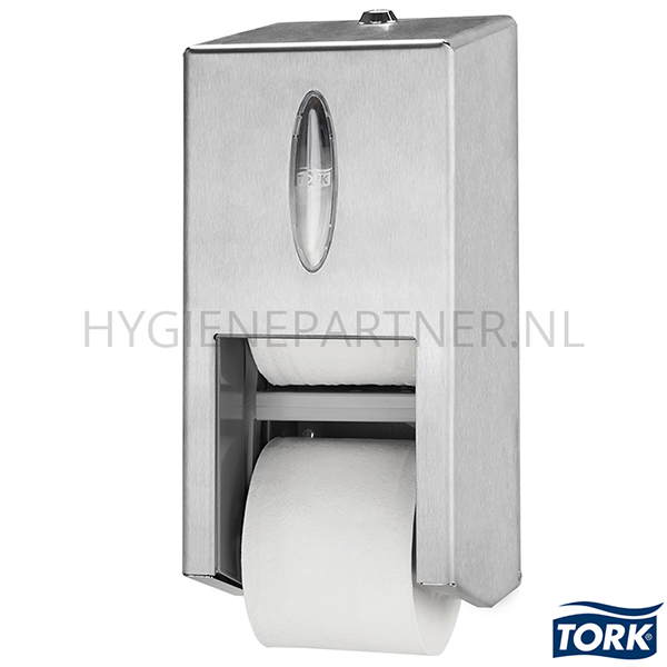 DP101039 Tork 472019 Twin Hulsloos Mid-size toiletpapier dispenser RVS T7