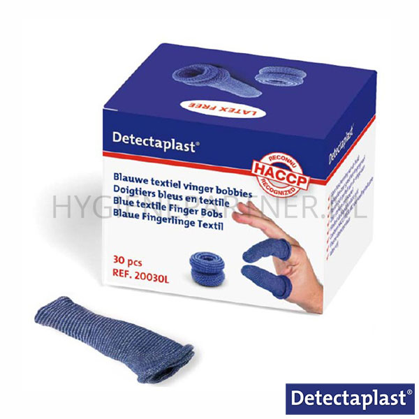 EH201108 Detectaplast vingercondooms textiel blauw 30 stuks