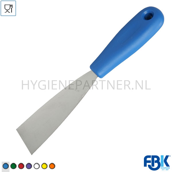 FB251001-30 FBK 88040-2 handschraper polypropyleen met flexibel  RVS blad 40 mm blauw