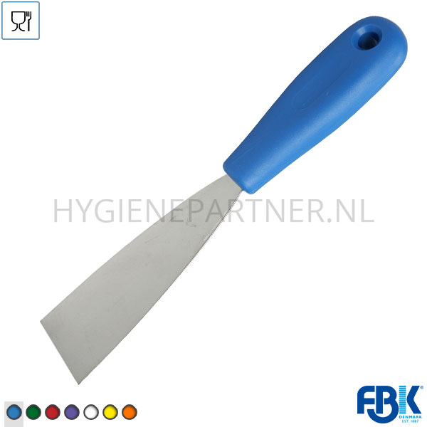 104637.030 FBK 88040-2 handschraper polypropyleen met flexibel  RVS blad 40 mm blauw